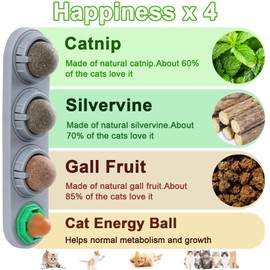 CCINEE Catnip Balls for Cats Wall Catnip Toys Edible Cat Toys for Cat Lick Safe Healthy Kitten Chew Toys Teeth Cleaning Dental Cat Toys(4 Flavor)