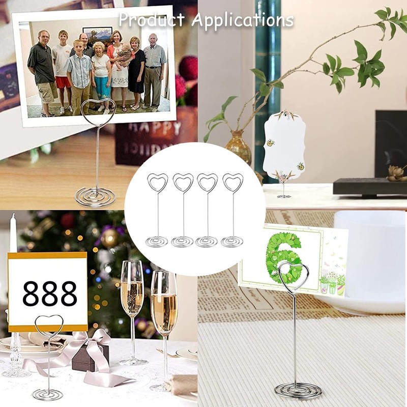 BOBOZHONG Place Card Stands,16Pcs Table Number Holders,Silver Tall Place Card