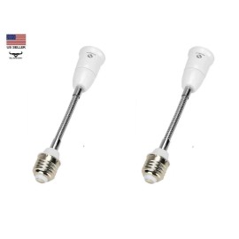 RONG&LAN 2 pack 8" Flexible Light Bulb Lamp Socket Adapter Extender 360° Adjustable E27