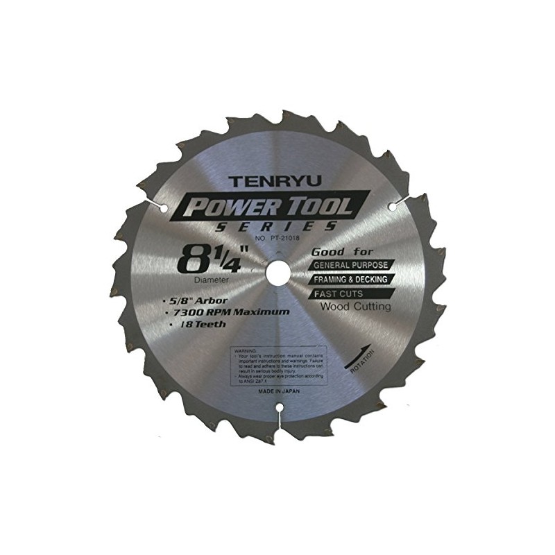 Tenryu PT-21018 8-1/4" x 18-Tooth Power Tool Series Circular Saw