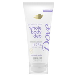 Dove Crema Desodorante Para Todo El Cuerpo Sin Aluminio Con Equilibrio Del Ph, Coco Y Vainilla, Control Del Olor Durante 72 Horas, 2,5 Oz 2,5 Onzas Líquidas (Paquete De 1)