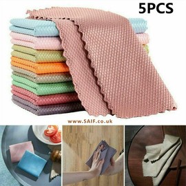 5pk of Fish Scale microfiber polishing cleaning cloth Absorbent Without Leaving Marks, Multifunctional Streak-Free Easy Reusable Lint Free Easy for Kitchen House Car 40x30cm
