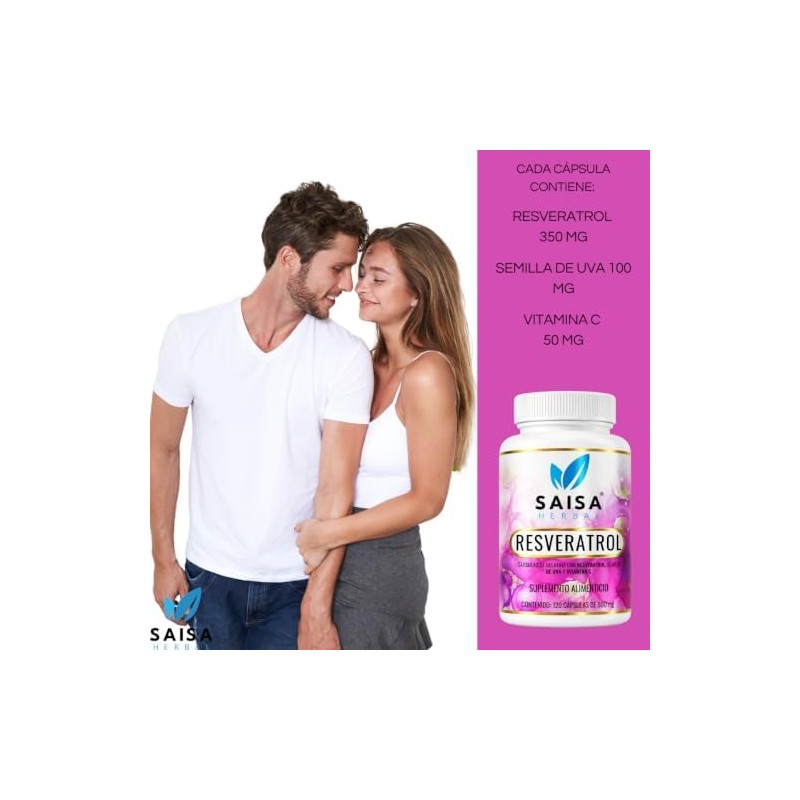 Resveratrol Semilla de uva y Vitamina C 120 cápsulas Antioxidante