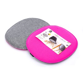 Welaxy Felt Chair Pads seat Cushion DSW Plastic Chairs Pads 2-Piece Oval Shape (Hot Pink + Gray)
