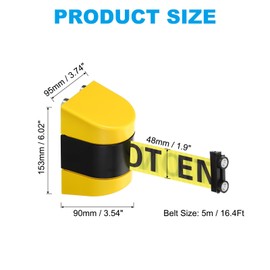 PATIKIL 16.4Ft Magnetic Wall Mount Retractable Belt Barrier, Fixed Crowd Control Barrier Rope Yellow with "Caution DO NOT Enter" Letter Belt with Yellow Black ABS Case for Queue Line