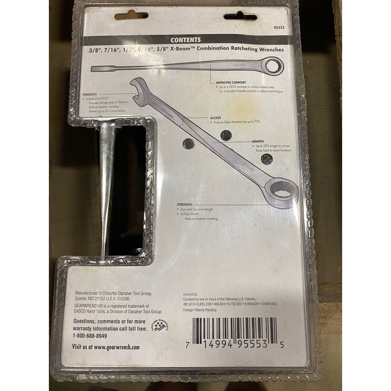 GearWrench 5pc Sae XL X-Beam Combo Wrench Set #95553