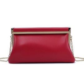 UShopUK Stylish Faux Leather Bridal Prom Wedding Evening Party Purse Shoulder Bag, cherry red