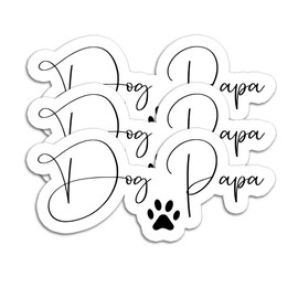 (3Pcs) Dog Papa Sticker Dog Dad Paw Print Stickers Waterproof Vinyl Decals Decorate Books Laptops Phones Water Bottles Tumblers, Father's Day Gifts for Papa Grandpa or Dad, 3" x 1.4"