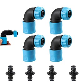 Set of 4 Garden Hose Quick Coupling Angle Adapter, 90 Degree Garden Hose Adapter, 90 Degree Hose Coupling Connections, Garden Hose Connector 1/2 Inch, Garden Hose Quick Coupling