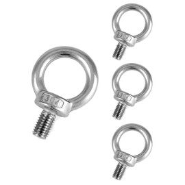 QWORK® 4PCS M12 Eye Bolts - 300KG - 304 Stainless Steel Male Thread Lifting Ring Eye Bolts for Living Lifting and Various Engineering Lifting Equipment