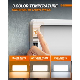 SEALIGHT RV Interior Lights, 3 Color Dimmable LED Fixtures 12V Camper Light 1500LM Ceiling Dome Light With Switch for Camper/Car/Trailer/Boat, Warm Cool Natural White (Pack of 4)