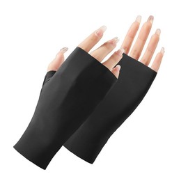 ZOWEXIQ 1 Paar UV Shield Handschuhe Nägel, UV-Schutzhandschuhe,Halbfinger UV Handschuhe, Anti-UV Schutz Fingerlose Handschuh, für Nagellack Nagel Kunst Trockner, (Schwarz)