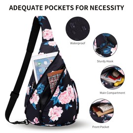 HUA ANGEL Sling Bag, Fashion Crossbody Chest Bag Shoulder Daypack Travel Hiking Gym Casual Sling Backpack, W-pink Peony, One_Size, Floral Sling Bag