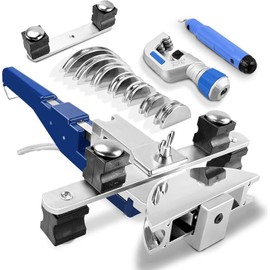 Wisscool Pipe Tubing Bender Kit, 1/4"-7/8" Compact Tube Bender Tool Set, 90°Forward/Reverse Pipe Bending HVAC Tools Equipment with 7 Dies and Pipe Cutter for Copper Steel Aluminum Brass Tube