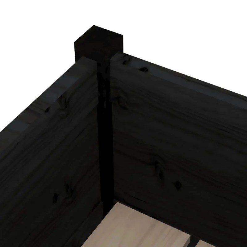 Durable Solid Pinewood Garden Planter 27.6x27.6x27.6 in Black Flower Pots