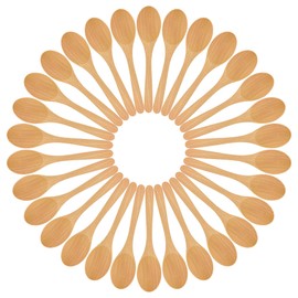 30PCS Light Color Wooden Spoons Hardwood Wooden Honey Teaspoon for Stirring Coffee Small Wooden Spoons Bamboo Table Spoon For Coffee Tea Jam Mustard Ice Cream Milk Powder Spices