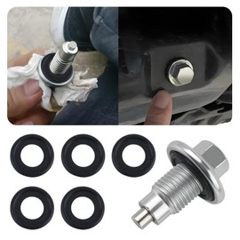 M14*1.5 Car Magnetic Oil Drain Plug with 5PCS Oil Drain Plug Gasket OEM#09247-14027,Sturdy Magnetic Oils Pan Drains Plugs Compatible with GMC Honda Ford,Essential Car Oils Plugs Bolt (Magnetic M14)