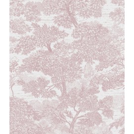 Safiyya Peel and Stick Wallpaper Pink Tree Contact Paper 78.7" x 17.3" Wall Paper Modern Forest Self Adhesive Removable Wallpaper for Bedroom Bathroom Vinyl Rolls