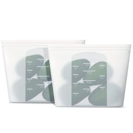 Winrock Reusable Silicone Food Storage Bag, for Microwave, Oven, Fridge, Freezer & Sous Vide Zip Sealed Containers (2 Middle size 32oz 1000ml)…