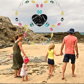 Uloveido 3 Piece Puzzle Matching Heart Bracelets Set Adjustable Evil Eye Bead Protection Bracelets Happy Friendship Gifts for Girls, Stainless Steel