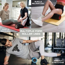 Premium Deep Tissue Foam Roller – Grid Textured Muscle Massager for Trigger Point Relief, Perfect for Post-Workout Recovery, Yoga, Gym, and Physical Therapy (Red)