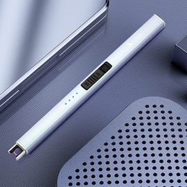 SUPRUS Electric Lighter Arc Windproof Flameless USB Rechargeable Lighter with Safety Lock for Candle BBQ Camping (Blue)