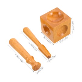 TEHAUX 1set Wooden Doming Dapping Block Jewelry Making Multi-Functional Tool Kit for Processing Includes Wooden Cube and Punch Tools for Crafting