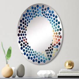 DesignQ Sailboat Sailors Charm - Sailing Boat Polka Dot Transportation - 20x30 Inches - Oval Decorative Wall Mirror for Bathroom, Bedroom, Entryway, Living Room, Vanity Room and Modern Décor