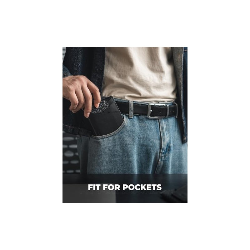 VULKIT Carteras Delgada Hombre RFID de Piel Genuina, con 9