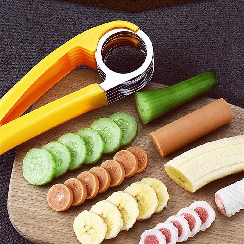 Easy Banana Slicer Hot Dog Peeler Household Fruit Salad Milkshake