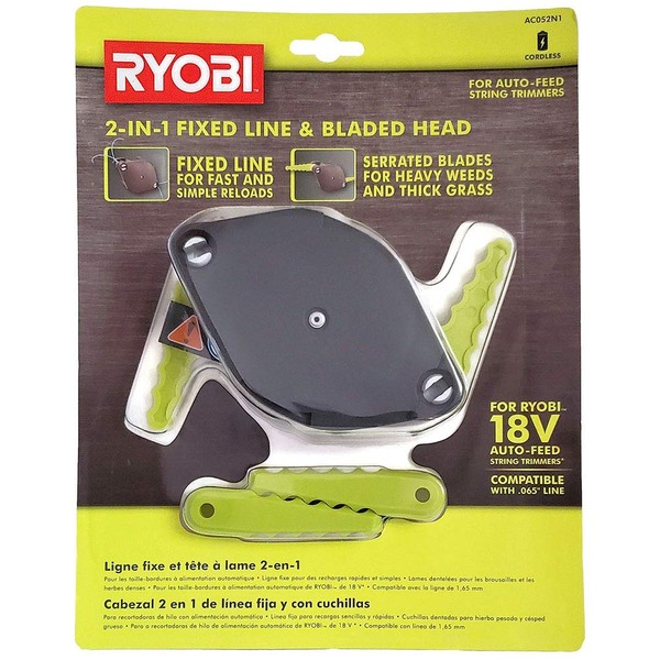RYOBI 2-in-1 Fixed Line and Bladed Head AC052N1 - Accessory for Auto Feed String Trimmers