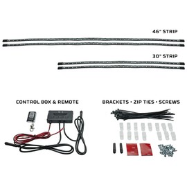 LEDGlow 4pc Multi-Color Slimline Flexible Car Underbody Underglow Accent Neon LED Lighting Kit - 10 Solid Colors - 13 Patterns - Music Mode - Flex Tubes Contour Vehicle - Control Box & Remote