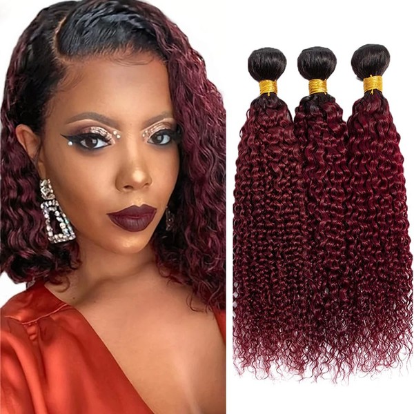 Burgundy Bundles Human Hair Red Curly Wave Bundles 1B99J Bundle