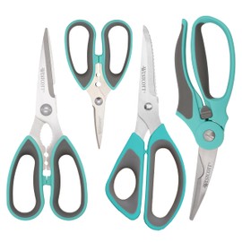 Westcott Titanium-Bonded Kitchen Shears 4pk, Durable and Versatile Scissors with Soft Handle for Precise Cutting, Ideal for Cooking