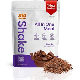 310 Nutrition All-In-One Meal Replacement Shake Powder - Plant-Based Protein Smoothie Blend w/High Fiber, Probiotics & Adaptogens - Low Carb, Vegan, Keto & Paleo Friendly - Mocha - 14 Srv
