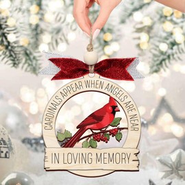 Cardinal Appear When Angels are Near Christmas Ornaments, Sympathy Gifts for Loss of Loved One, in Memory of Loved One Gift, Cardinal Memorial Gift, Angel Ornament, Wooden Christmas Ornament (H25)