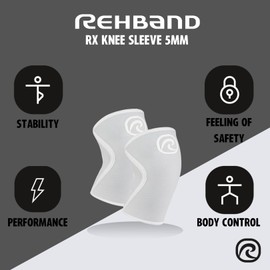 Rehband 5mm Knee Sleeves for Functional Training, Cross-Training & Powerlifting, Weightlifting Knee Support made of Neoprene, Unisex, Colour:Arctic/White - 1 Pair, Size:X-Large