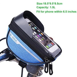 B-Soul Waterproof Cycle Frame Bag with Touch Screen - Color: blue