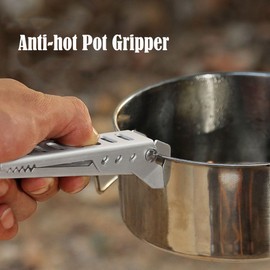 Lightweight Aluminum Pot Lifter with Serving Tongs Perfect for Backpacking Pots and Pans without Handles Allowing You to Grip and Lift Hot Cookware from Burners