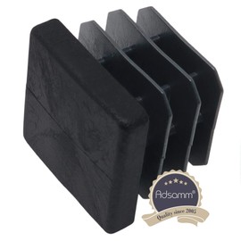 Adsamm® / 4 x Furniture glides for tubes | 0.98x0.98 '' (25x25 mm) | black | square | quality ripped inserts for tubular steel chairs