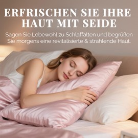 Silk Cushion Cover, 40 x 60 cm, Ravmix Silk Pillowcases for Hair and Skin, with Hidden Zip, Both Sides Silk, Mulberry Silk Pillowcase, 40 x 60 cm, 1 Piece, Pink