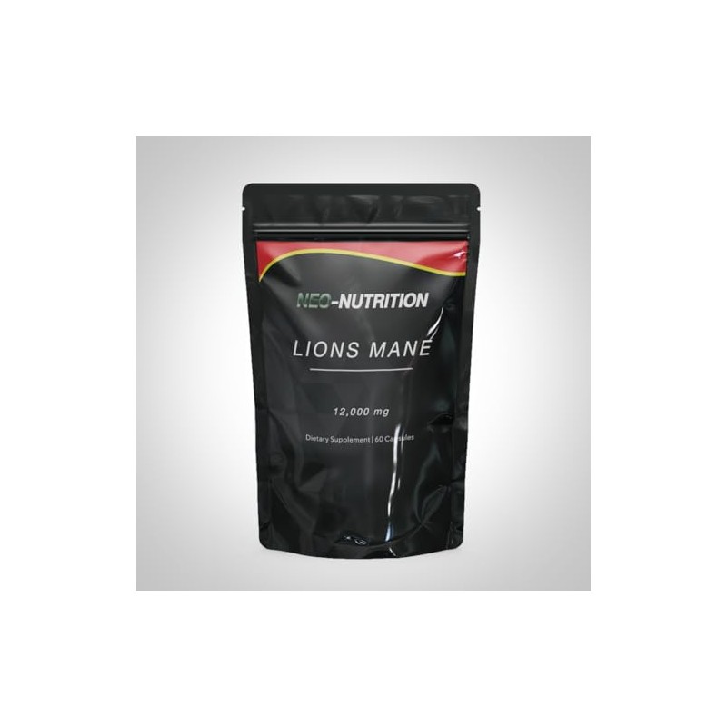 Lions Mane Supplement 12,000mg Pure Lions Mane, 60 Vegan Capsules