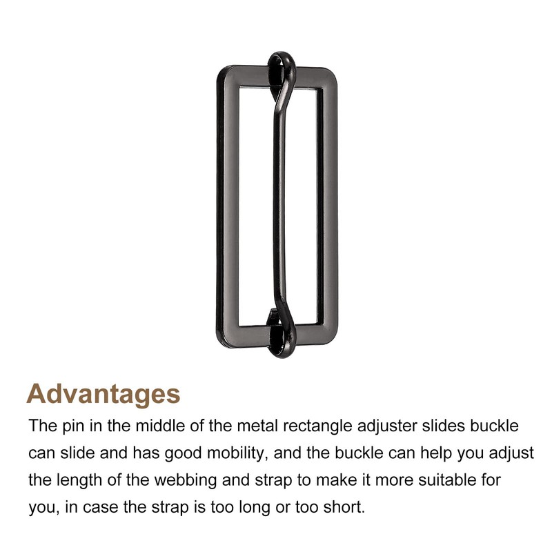 sourcing map Sliding Buckles Metal Rectangle Adjuster Triglides, darkgray
