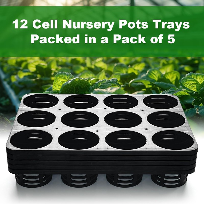 RooTrimmer 12 Cell Round Nursery Pots Tray, Plant Pot Shuttle
