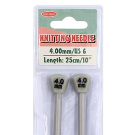 Sullivans Metal Knitting Needle 1 Pair, 25 cm x 4 mm Size, Grey