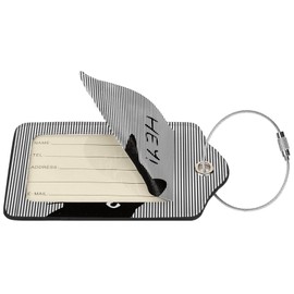 2 Pack Cat PU Leather Luggage Tags for Suitcases Baggage Tags with Privacy Cover ID Label Address Card and Durable Metal Ring for Women Men Travel