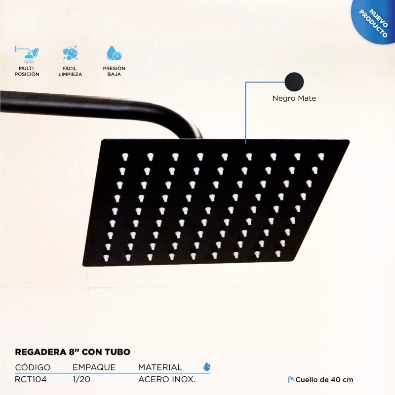 Cnx Kit De Regadera Negra Mutliposición Con Mezcladora