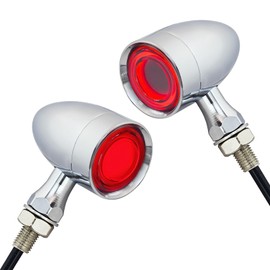 FATECIM 2X Motorcycle 40 LED Bullet Tail Lights Red Turn Signals Running Brake Stop Lights Motorbike Taillights Rear Blinkers Indicators for Bobber Harley Honda Yamaha Suzuki Kawasaki Chopper Chrome