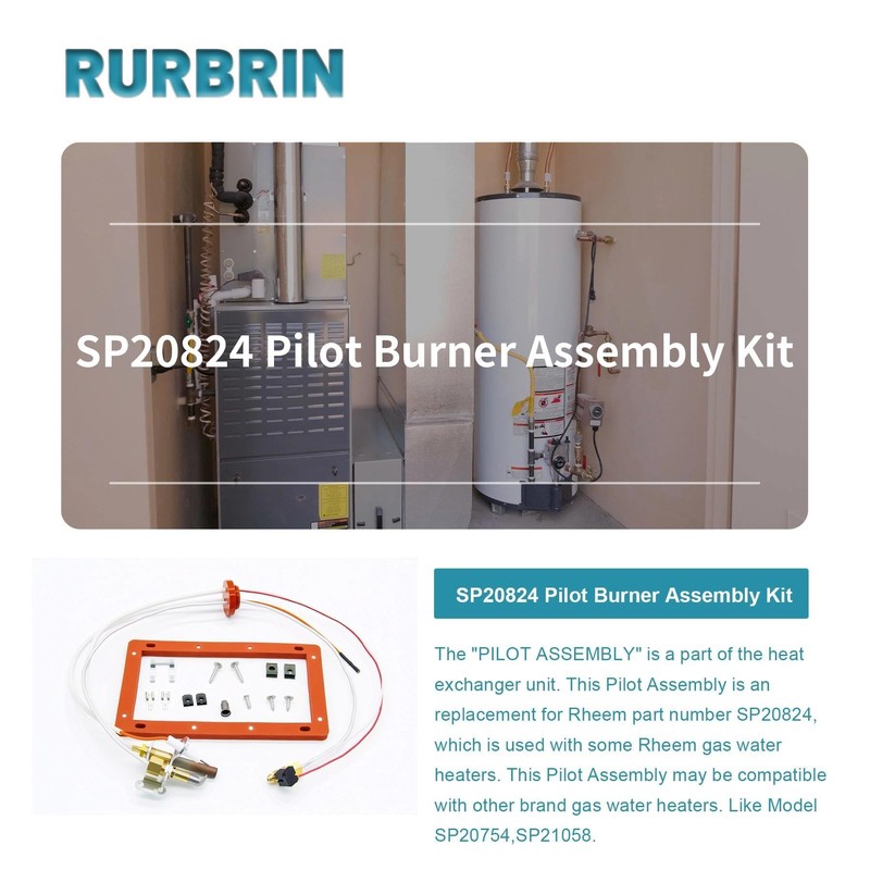 RURBRIN Pilot Burner Assembly Kit SP20824 for Rheem Ruud Richmond