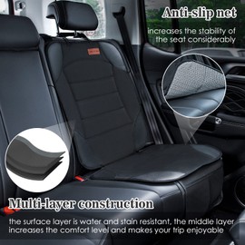Siivton Car Seat Protector for Child Seat Cushion for Leather and Fabric Seats, 2 Mesh Pockets, Non-Slip Backing, Carseat Protectors for Vehicles, Baby, Pets (2 Pack)